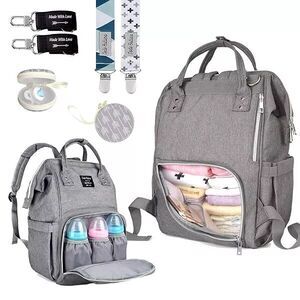 Dodo Babies Backpack Style Baby Diaper Bag Set in Teal/Grey for Moms/Dads